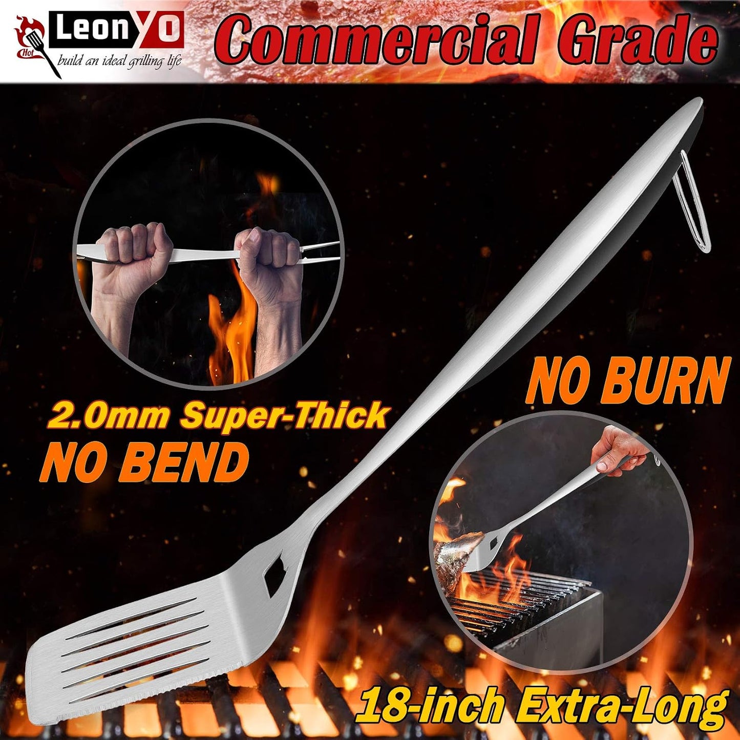 Set 6 herramientas parrilla 18pulg acero inox