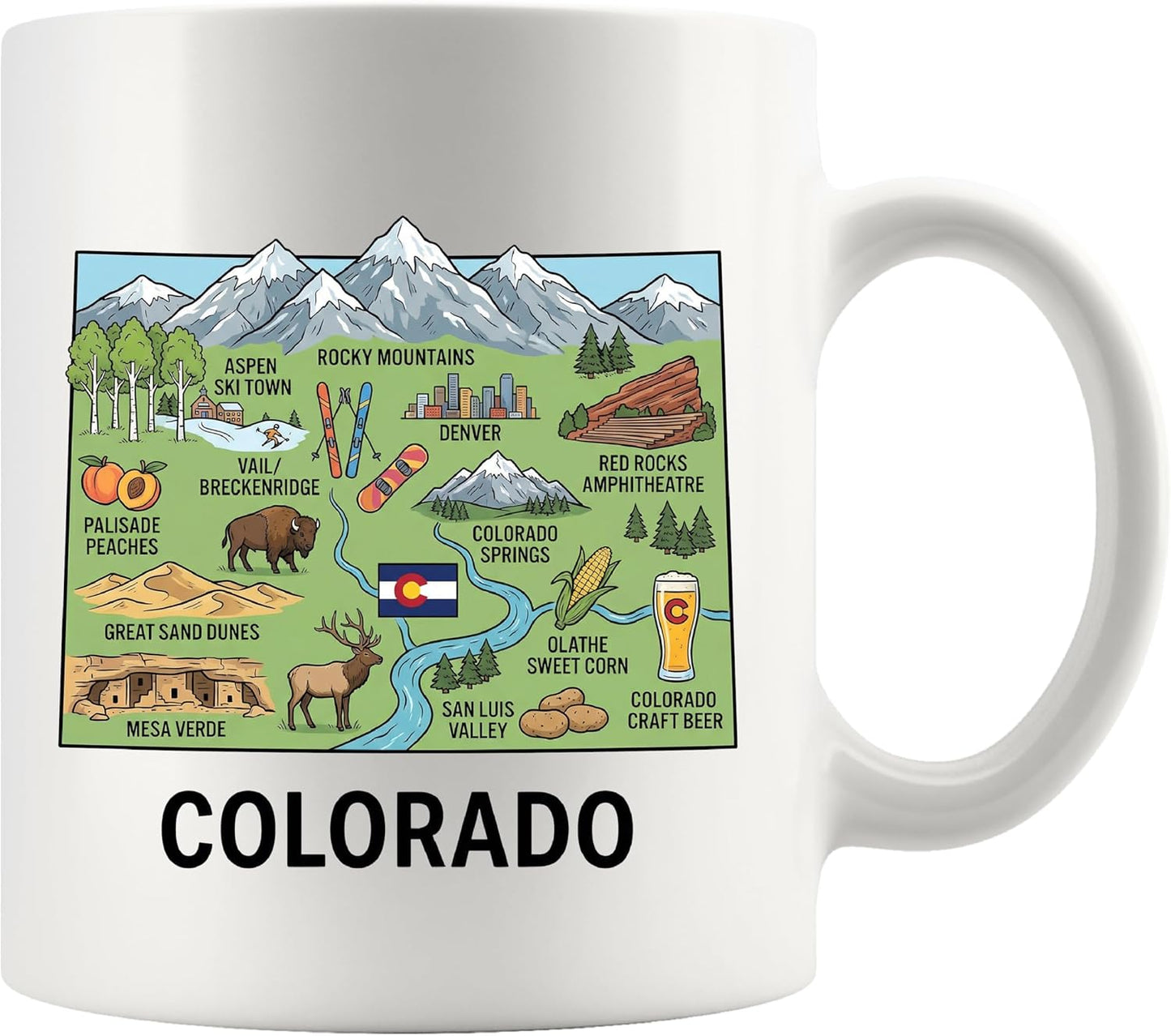 Taza del estado de Colorado de 11 oz en color blanco