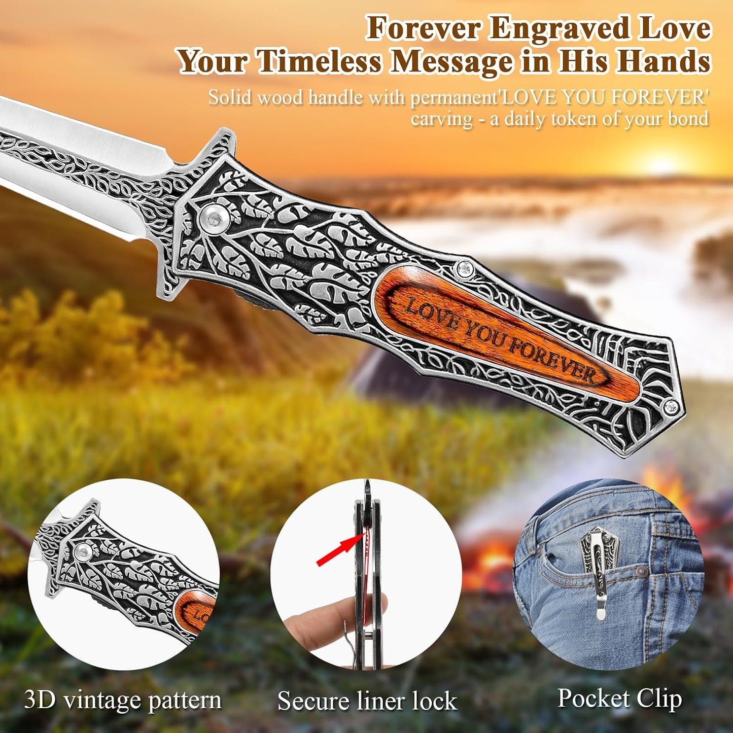 Cuchillo plegable grabado regalo aniversario