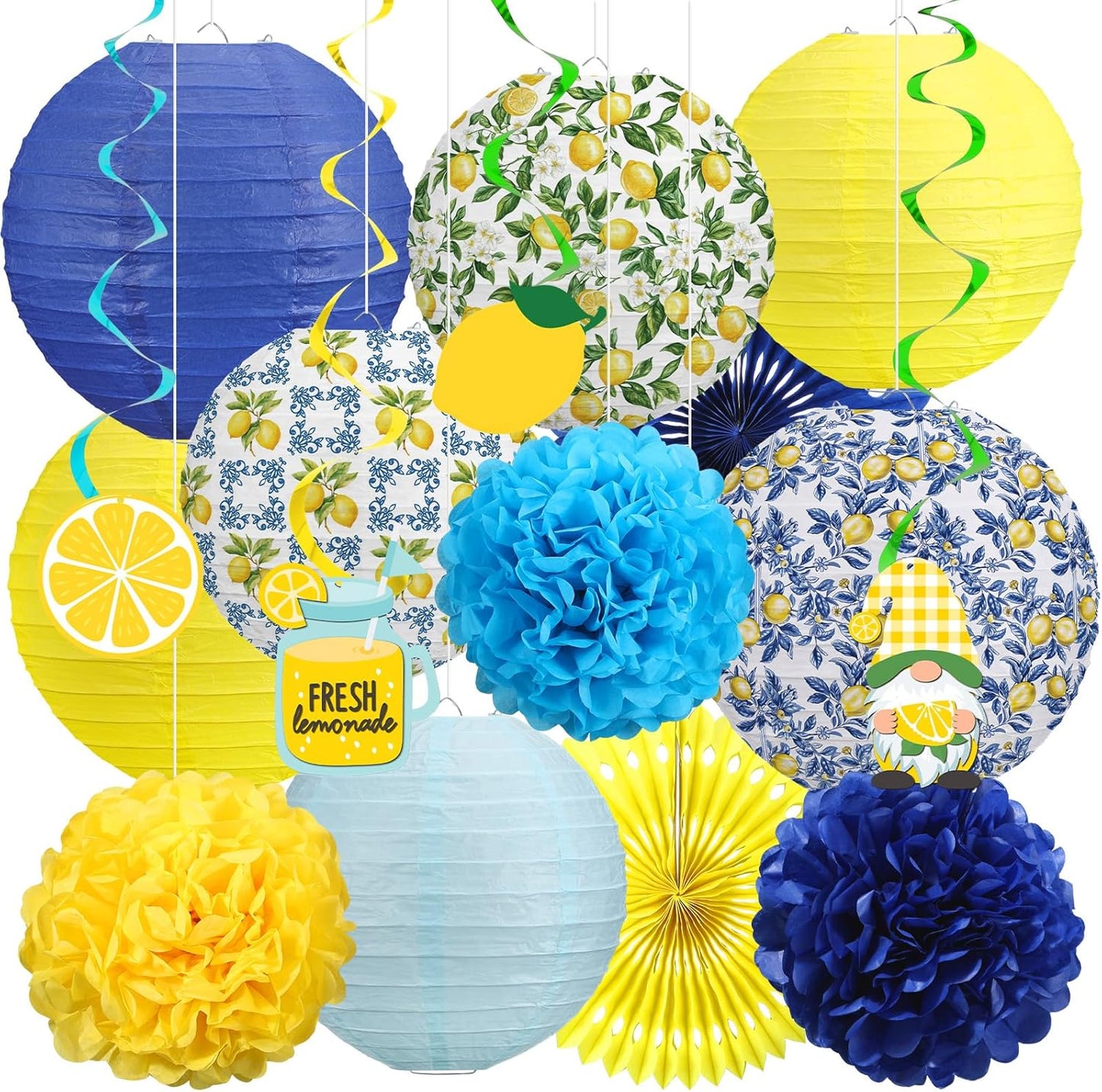 16 Linternas Papel Decoración Fiesta Mediterránea