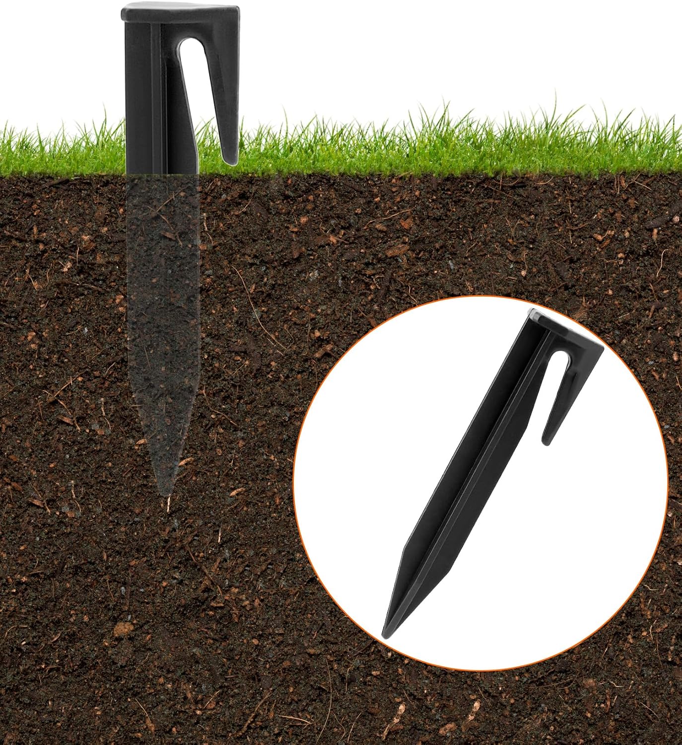 Estacas plástico 200uds 3.35pulg punta bayoneta negro