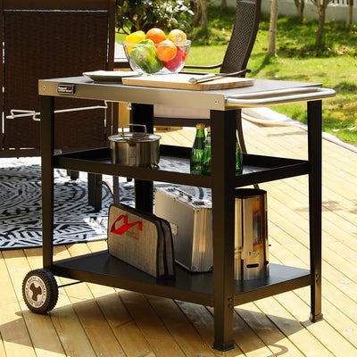 Mesa rodante acero inox soporte basura cocina jardín