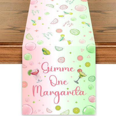 Camino mesa decoración fiesta Margarita color rosa y verde