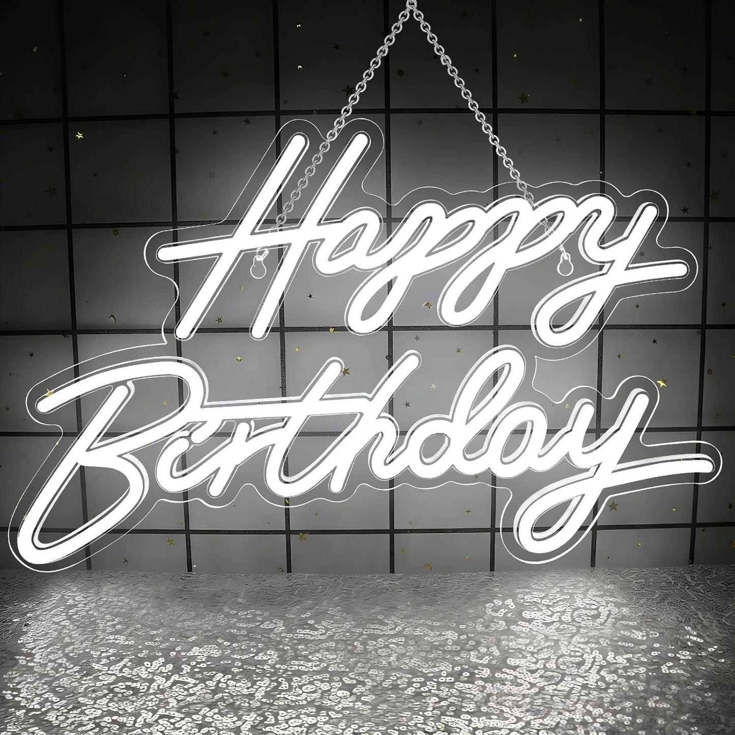 Letrero neón feliz cumpleaños luz LED regulable pared