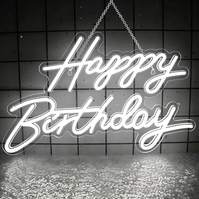 Letrero neón feliz cumpleaños luz LED regulable pared