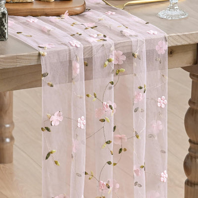 Camino mesa gasa rosa con flores 3D 120pulg decoración fiesta