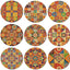 Juego de 9 posavasos de madera coloridos con patrón mandala