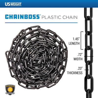 Cadena plástica negra 1.5x100' resistente UV