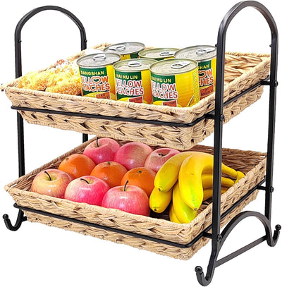 Estante apilable ratán para caramelos y aperitivos