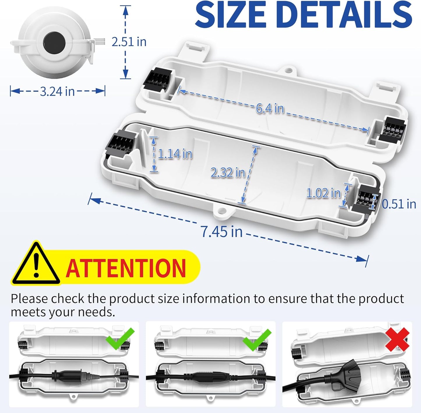 Paquete 3 cubiertas seguridad cable extensión IP54 impermeable