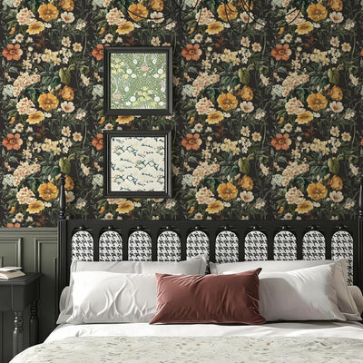 Papel tapiz floral autoadhesivo vintage 16.9x118.1pulg