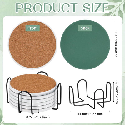 6 posavasos color verde salvia con soporte de corcho para mesa