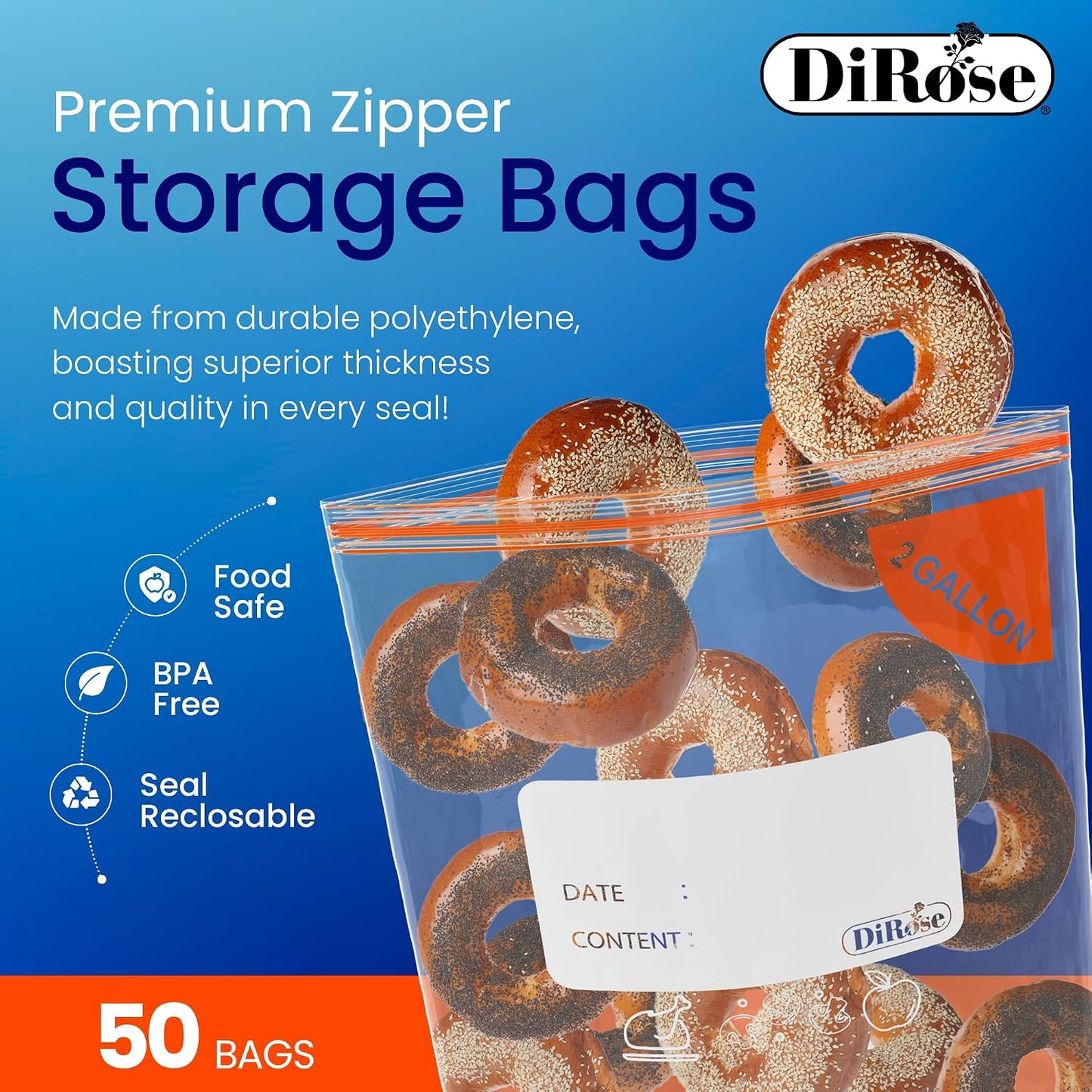 Bolsas plástico transparente 2gal doble cremallera 50uds