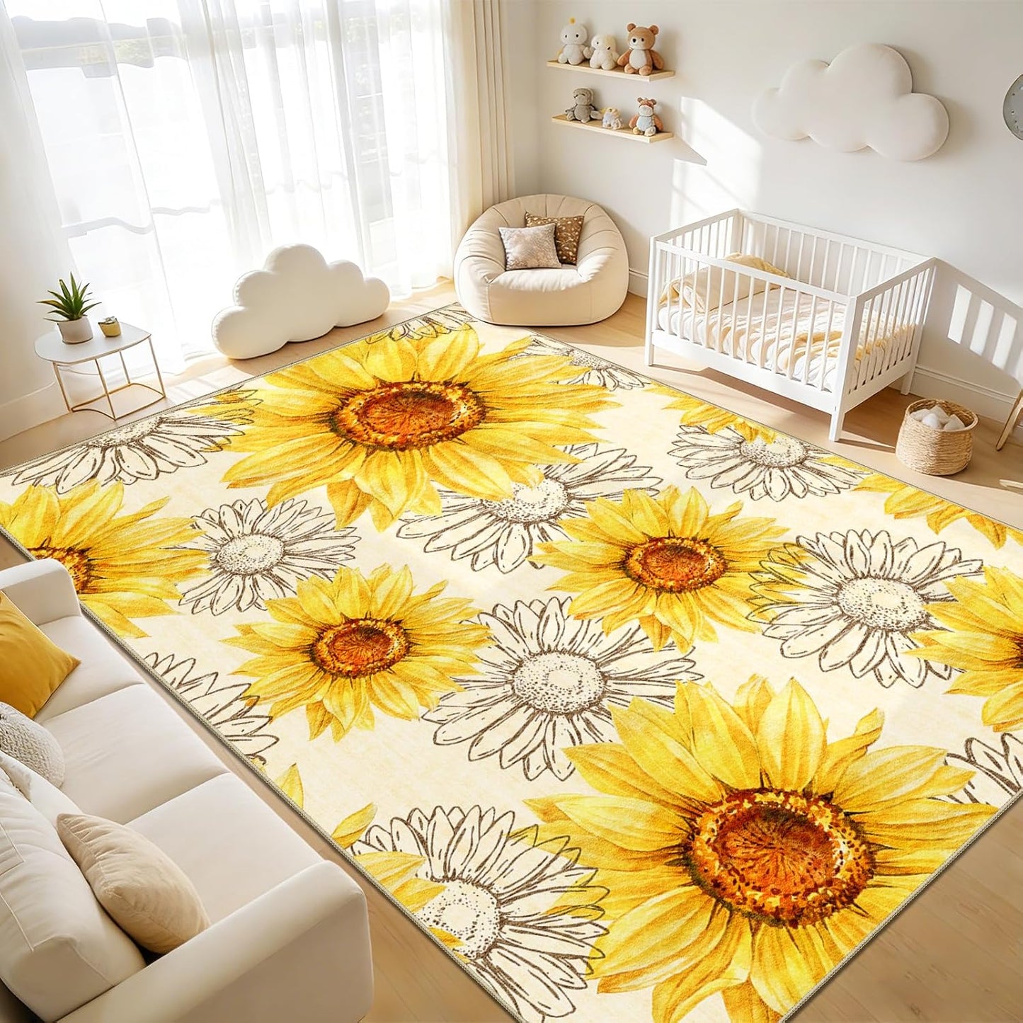 Alfombra rústica floral 6x9pulg antideslizante sala dormitorio