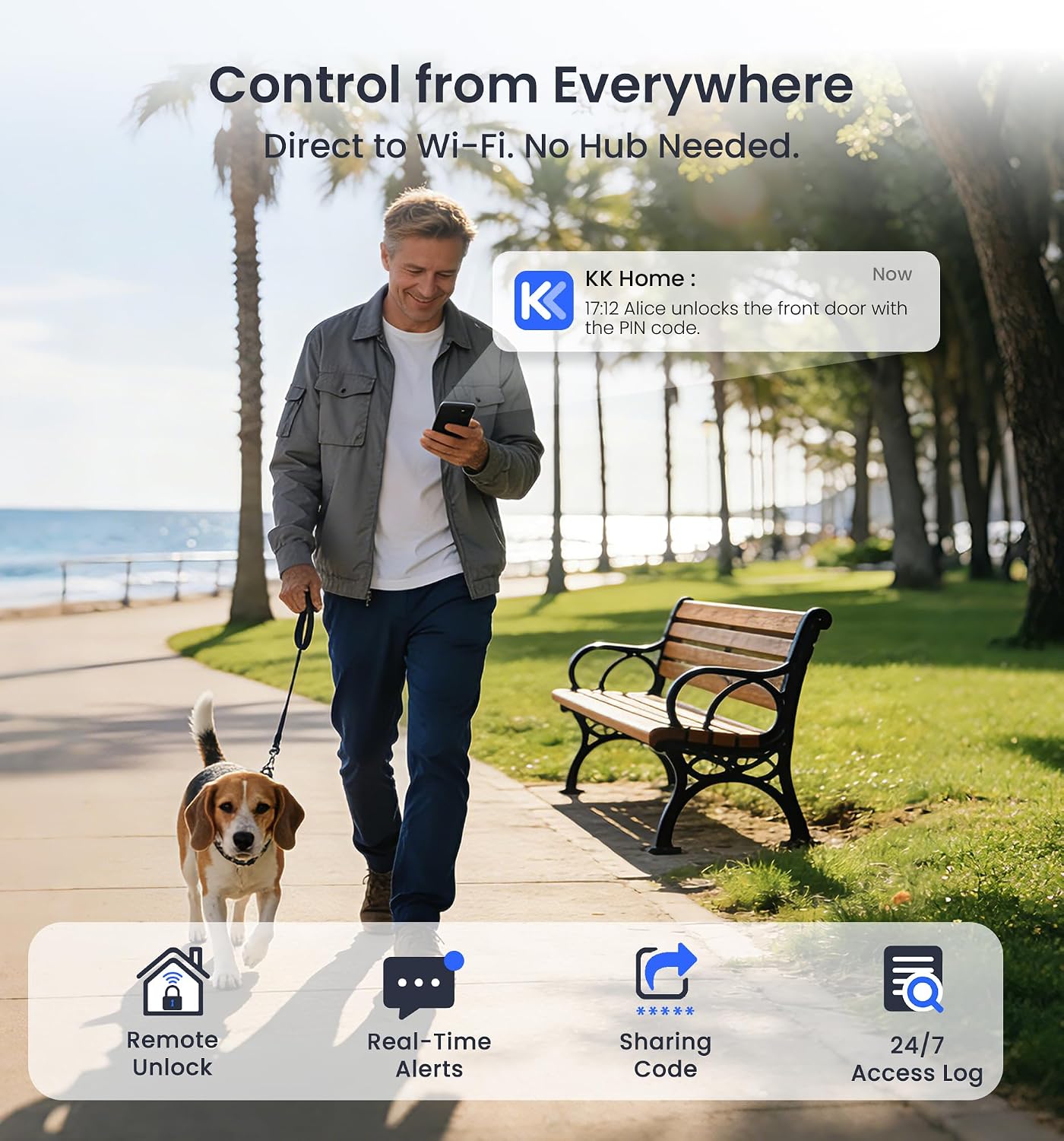 Cerradura inteligente Wi-Fi con huellas y app