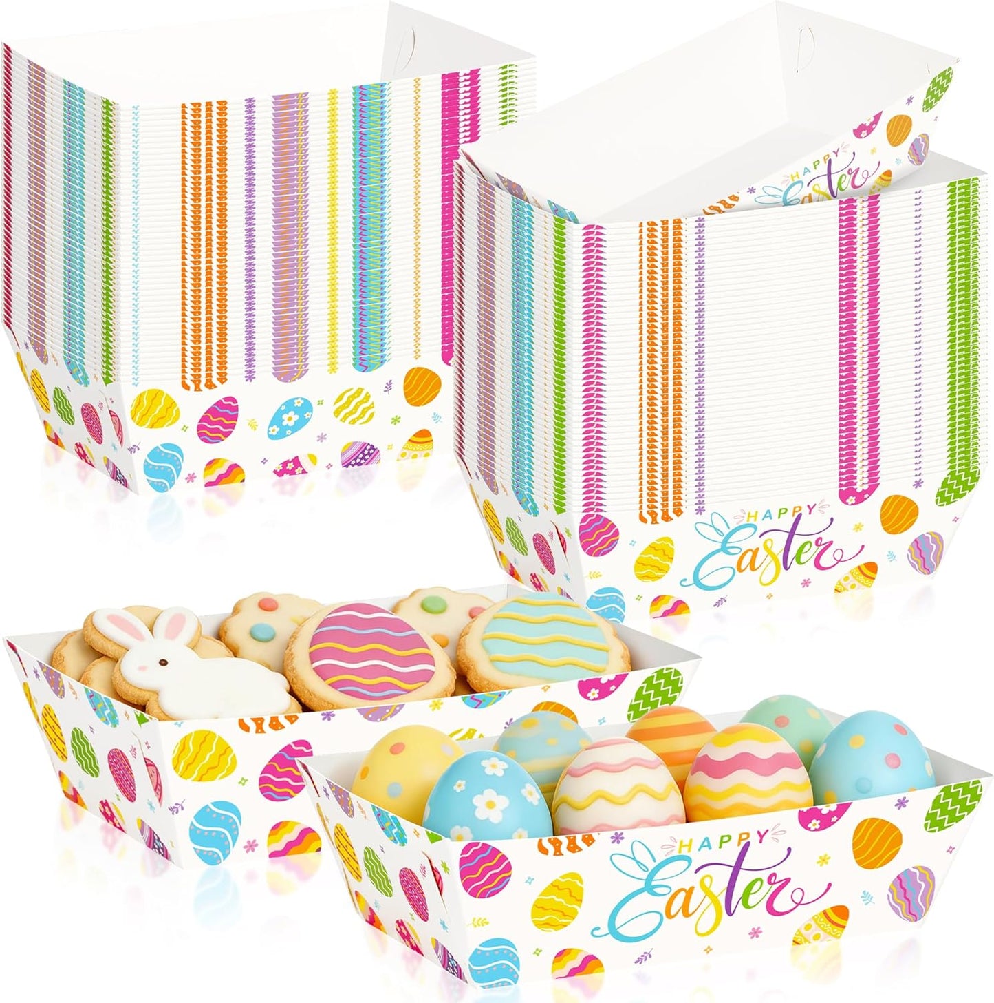 Bandejas de comida de Pascua 100 piezas decoración de huevo multicolor