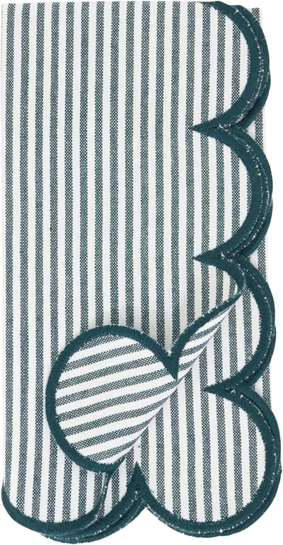 Set 4 Servilletas Algodón Rayas Borde Acabado 20x20pulg