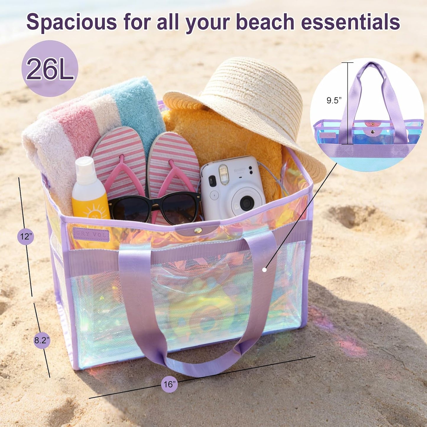 2 Pzas Bolsas Playa 26L Púrpura y Rosa Impermeables