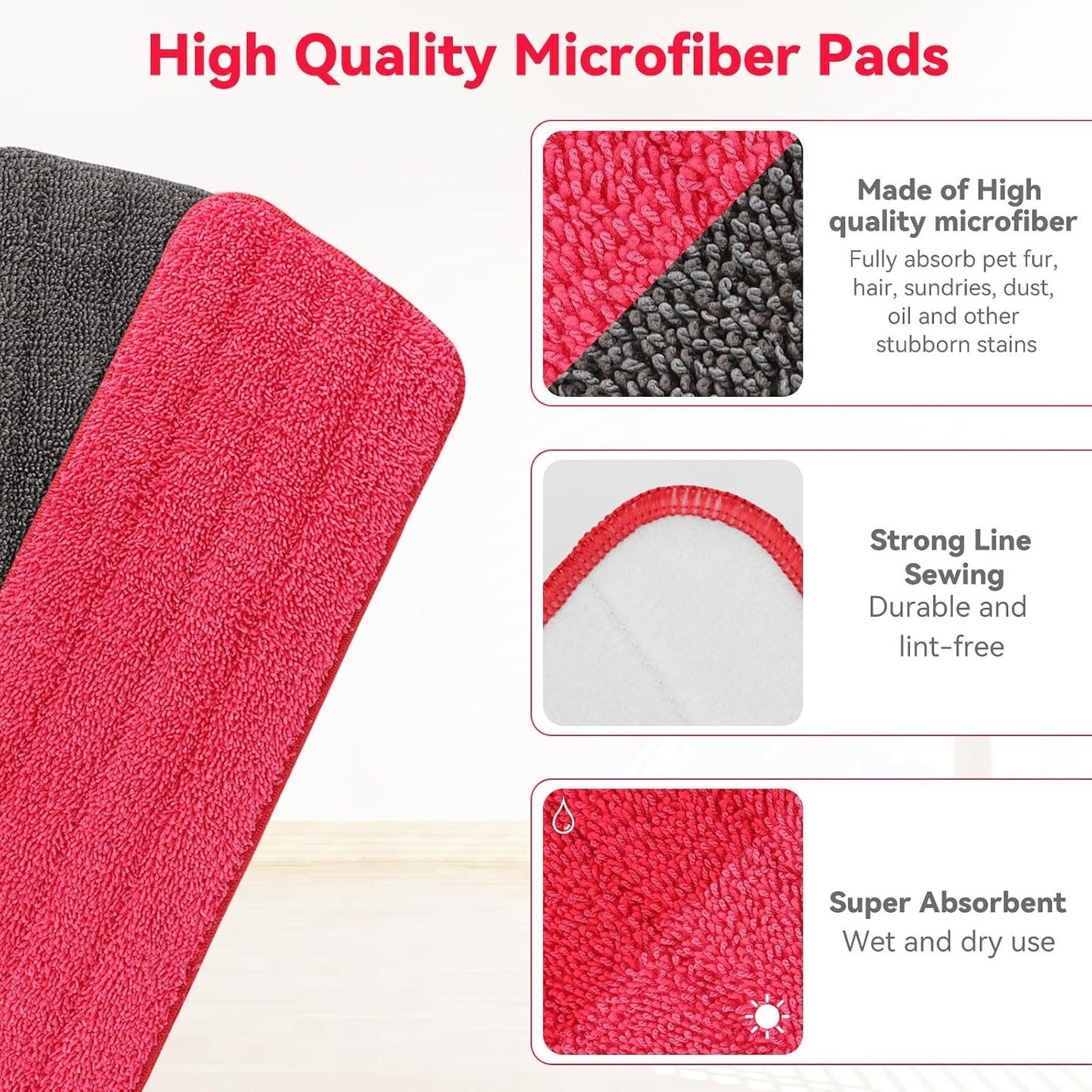 Almohadillas microfibra 16.5pulg para mopa Rubbermaid Reveal set 10