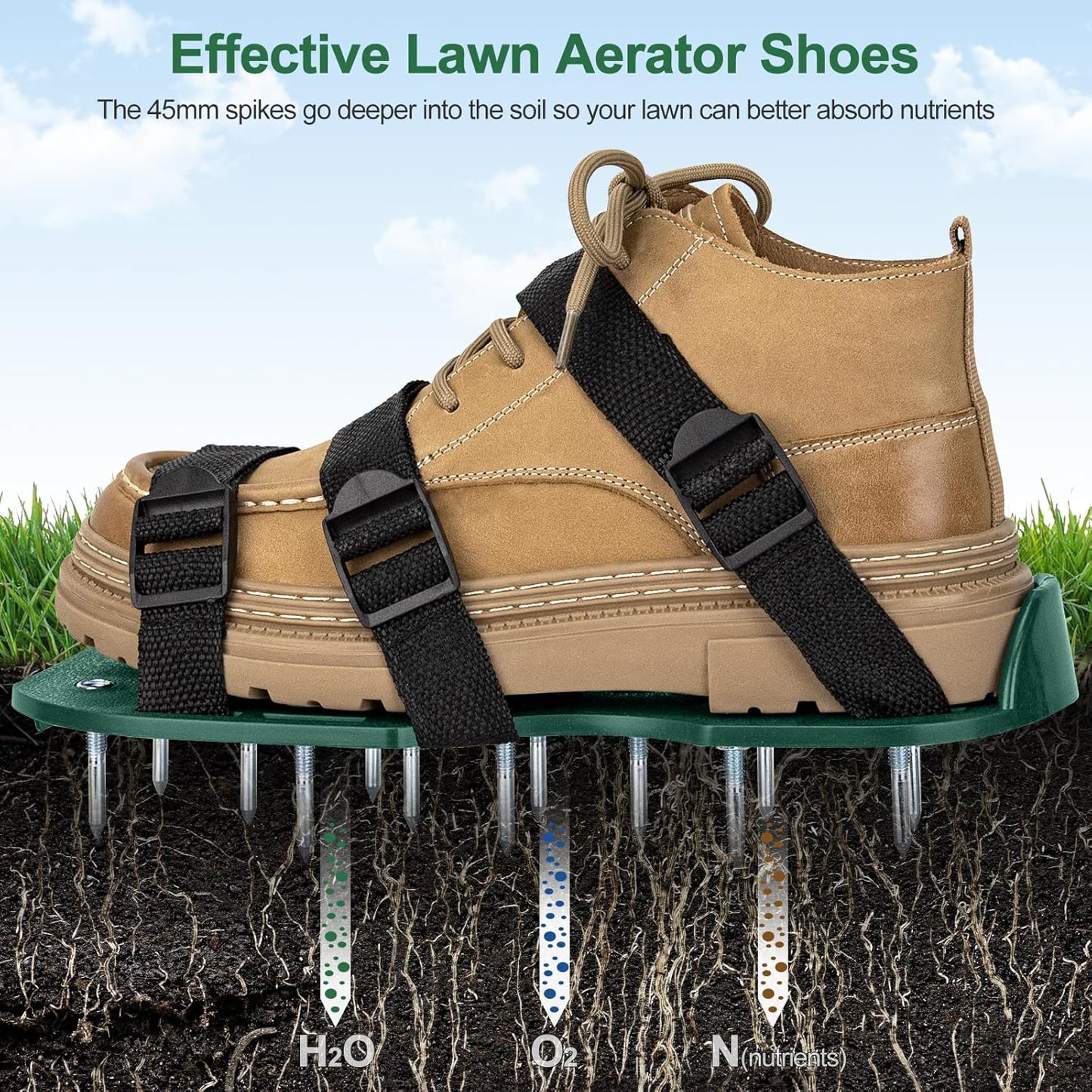 Zapatos aireador césped pala acero inox resistente universal
