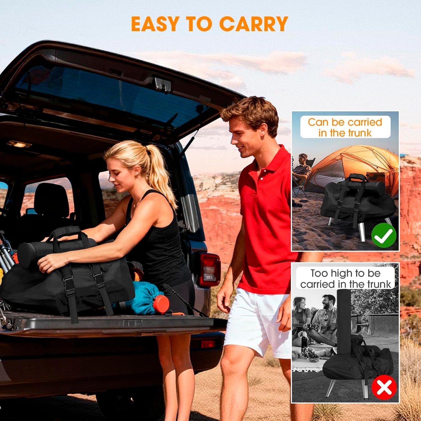 Funda transporte Ooni Karu 12 impermeable con bolsa chimenea
