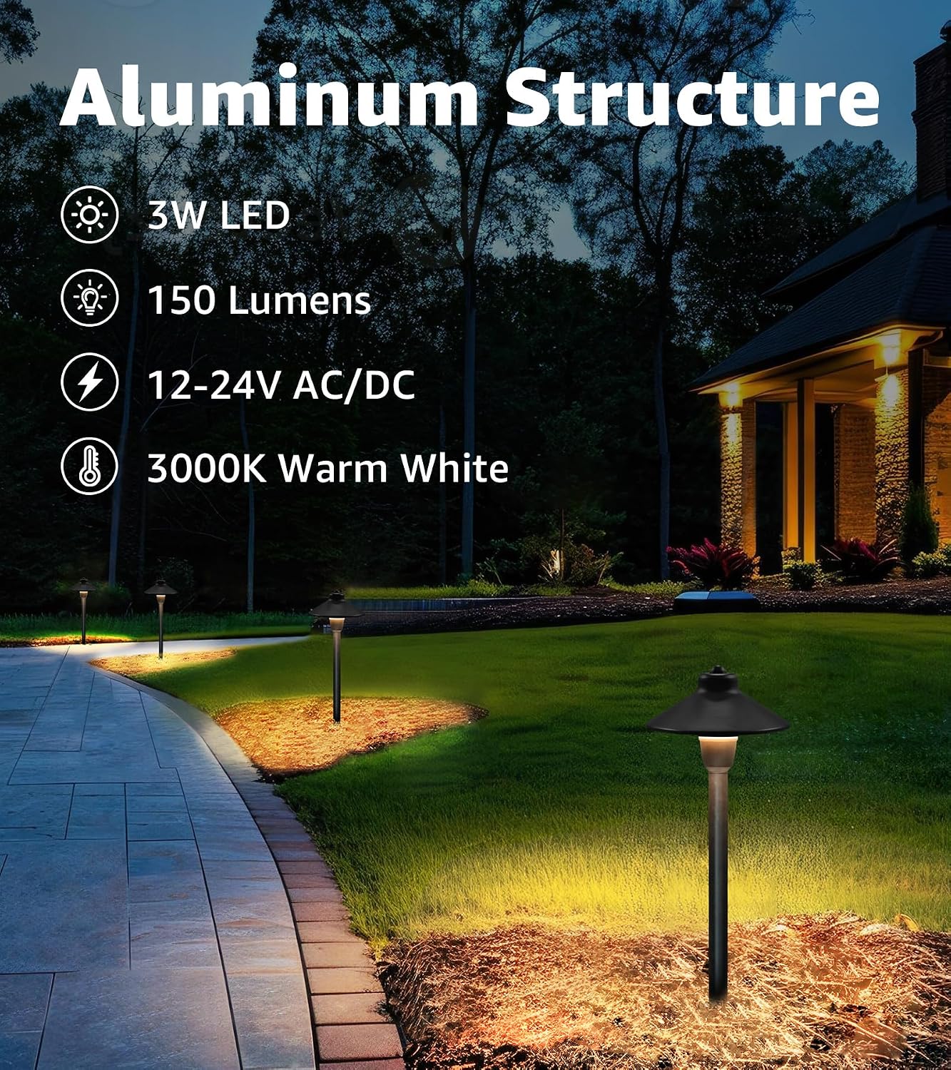 Luces LED 12V 3W aluminio impermeables para jardín patio