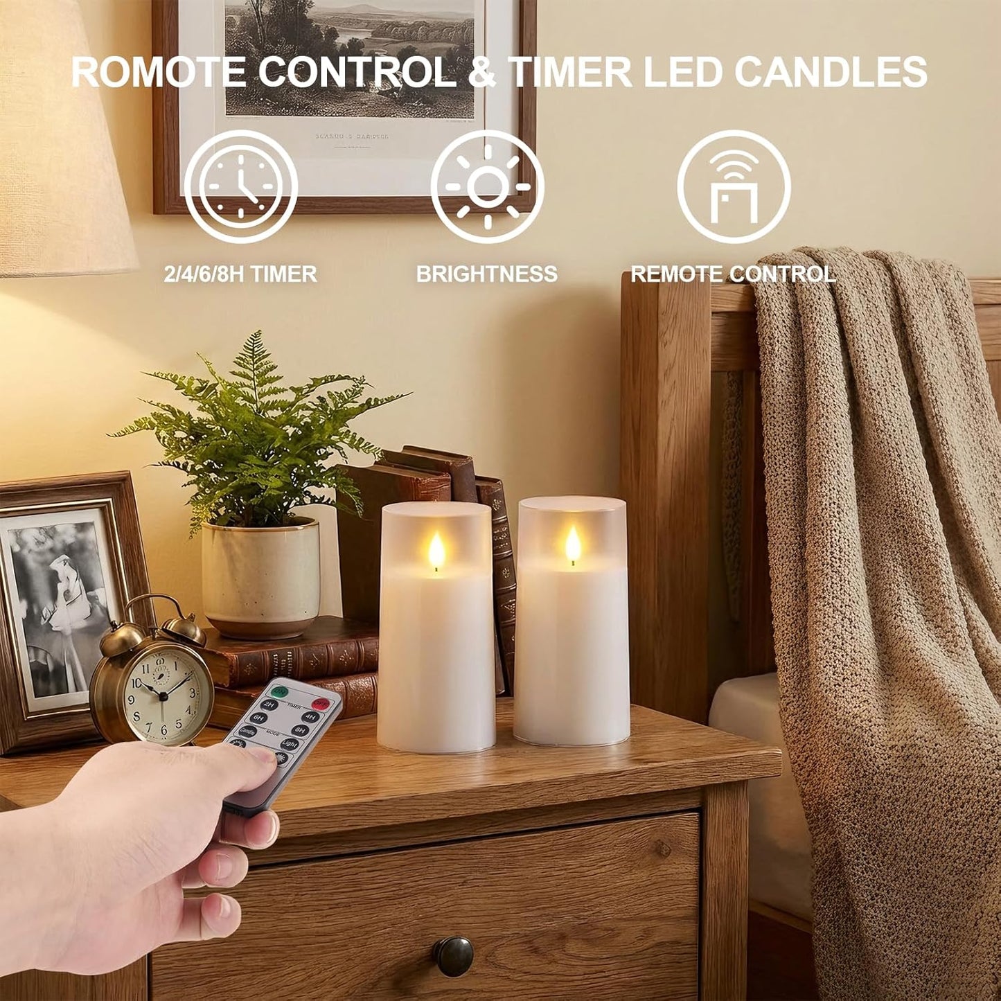 Velas LED acrílico 3x6 pulg con control remoto