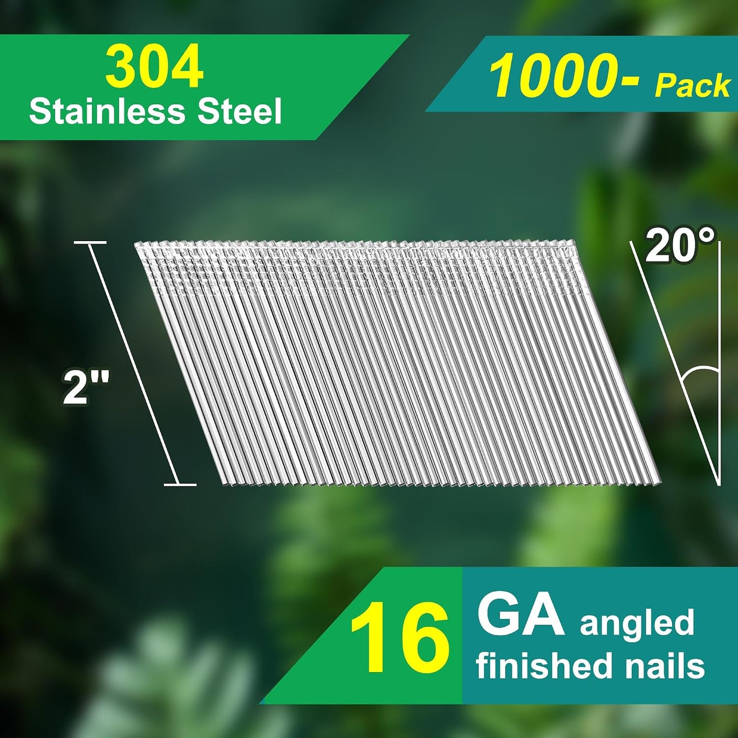 Clavos ángulo acero inox 2pulg 20grd set 1000uds
