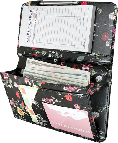 Libreta para servidores con bolsillo y cierre magnético, organizador para meseros