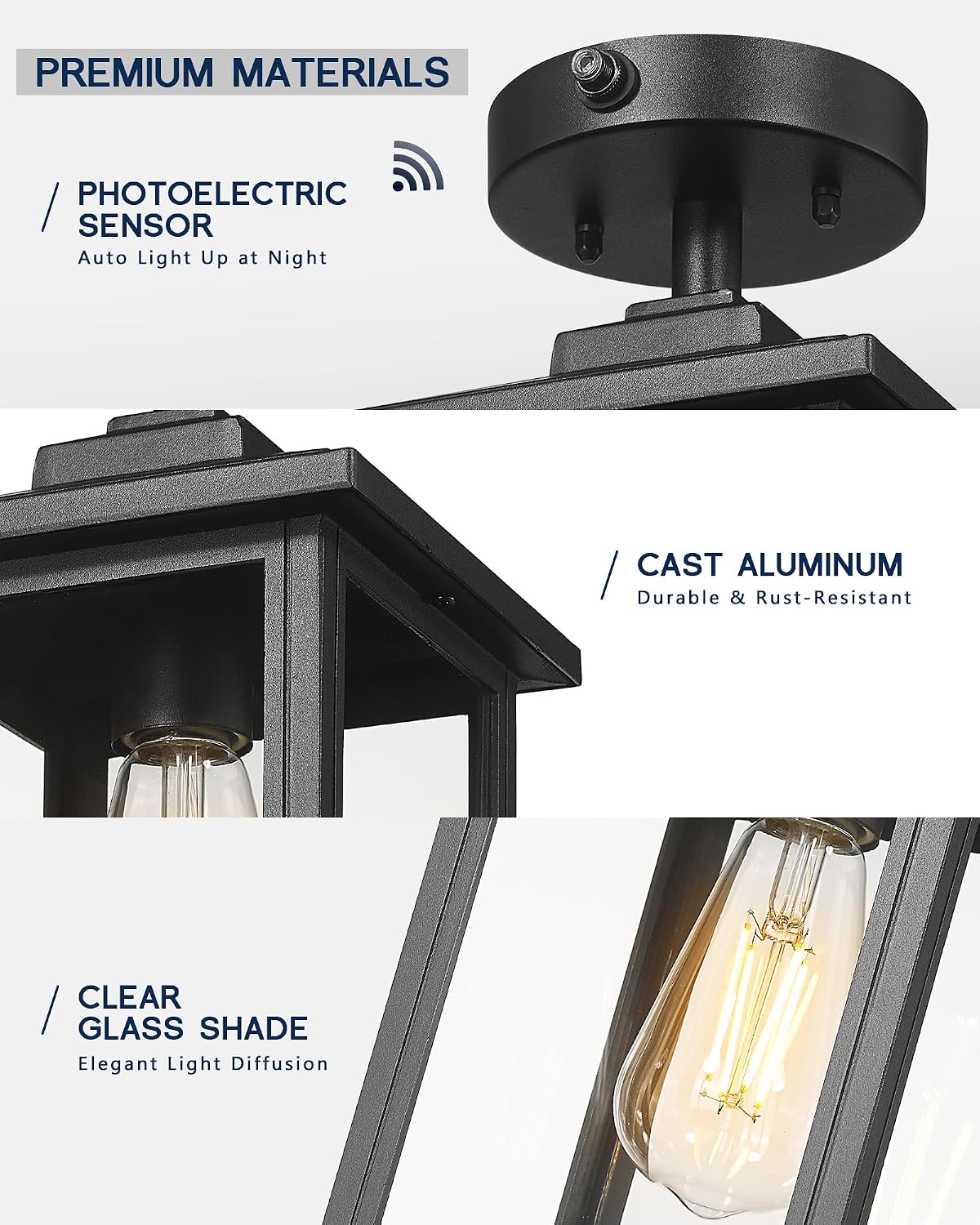 Luces techo porche E26 13pulg negro mate semiempotradas