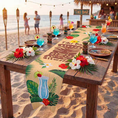 Camino mesa hawaiano Luau forma tabla surf decoración