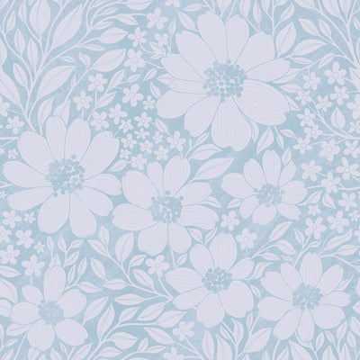 Papel Tapiz Floral Azul Claro Autoadhesivo 12x118pulg