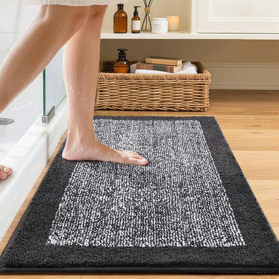 Tapete baño 30x20pulg antideslizante gris oscuro secado rápido