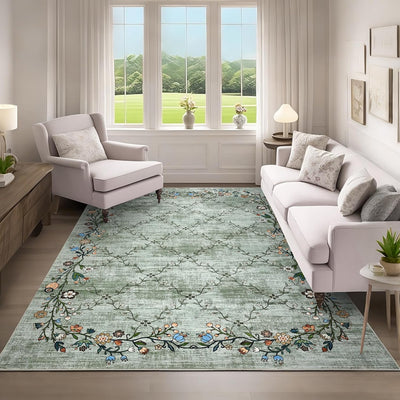 Alfombra lavable moderna diseño floral vid 5x7ft sala dormitorio