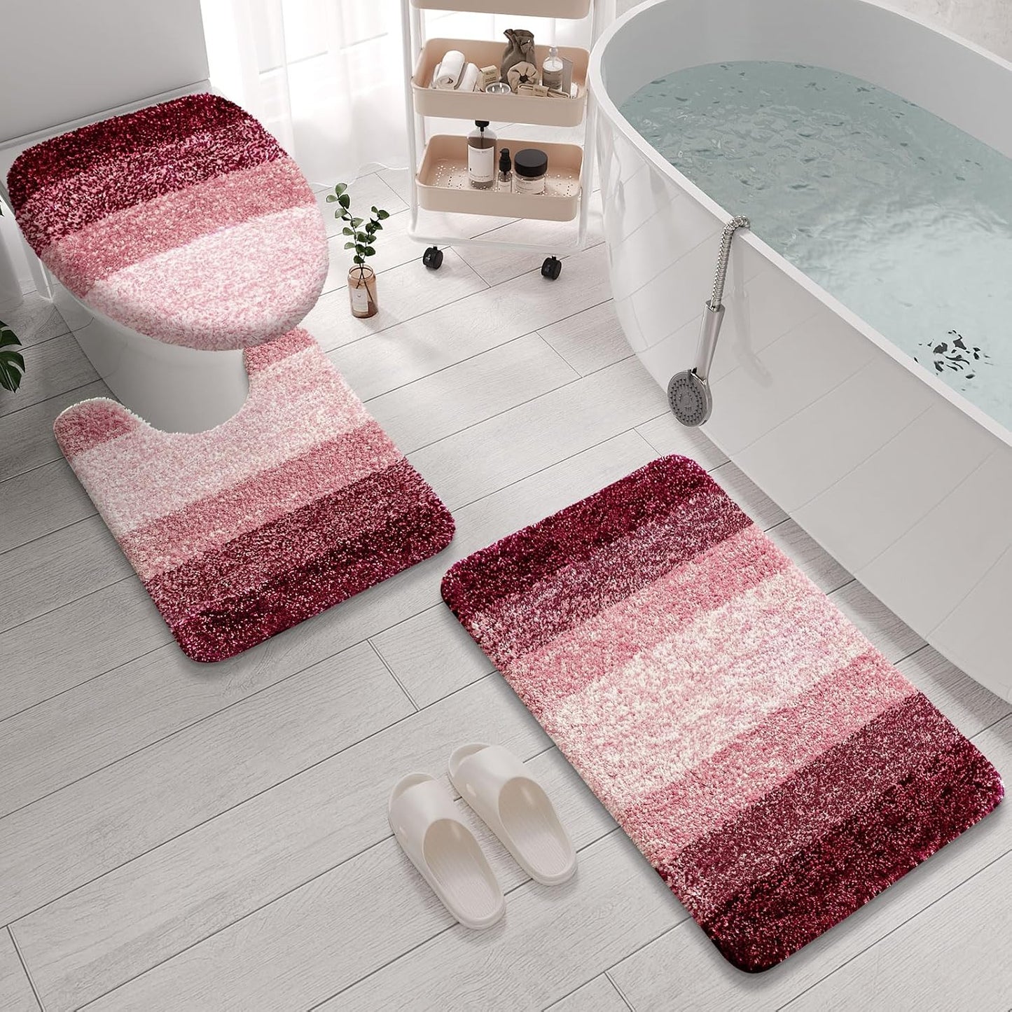 3 Pzas Alfombras Baño Microfibra Antiderrap 24x16 24x20 17.5x15