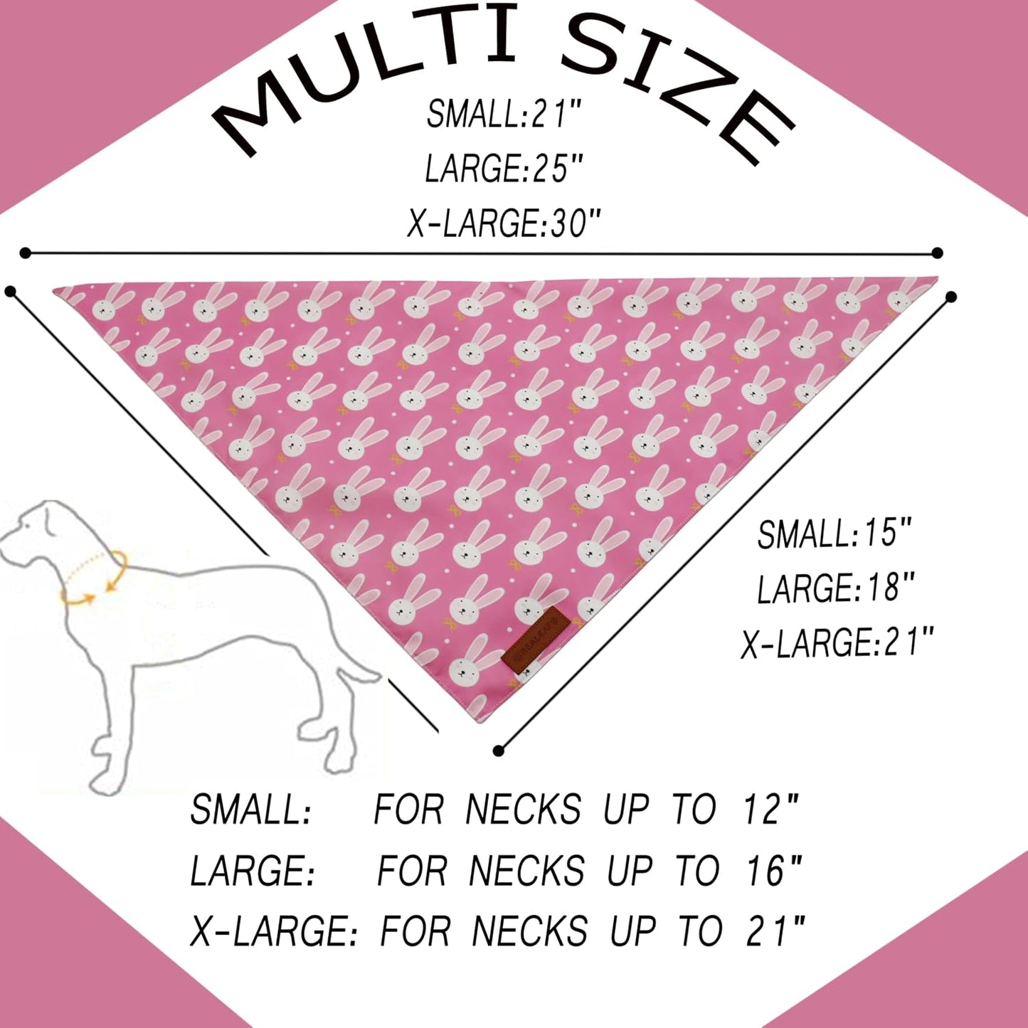 Bufanda reversible conejo rosa rayas para perros 2uds