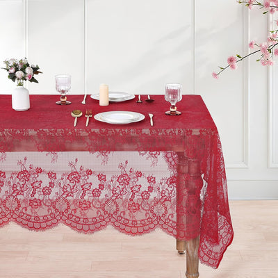 5 Manteles Encaje Vintage Rojo 60x120pulg Baby Shower