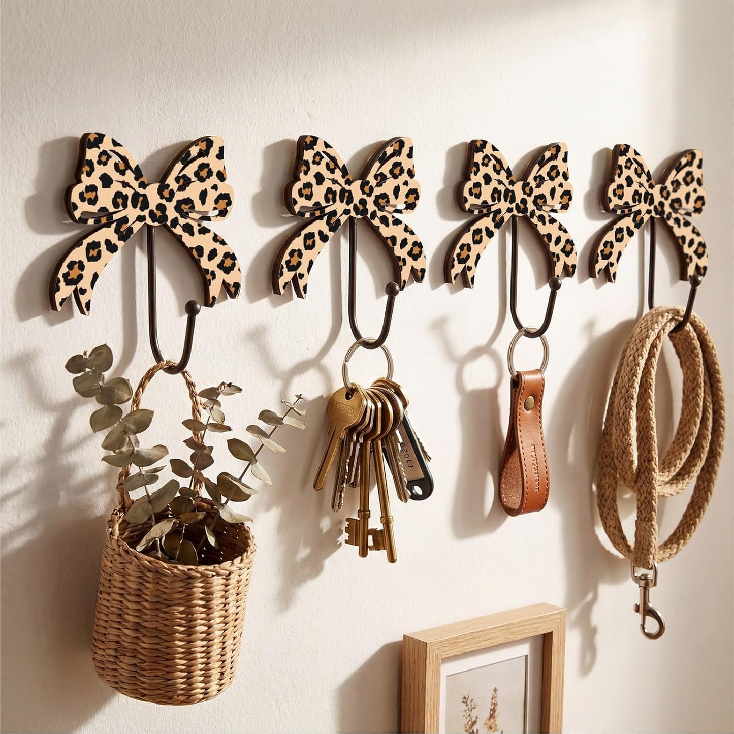 4 Ganchos Pared Lazo Leopardo Metal Decor Dormitorio