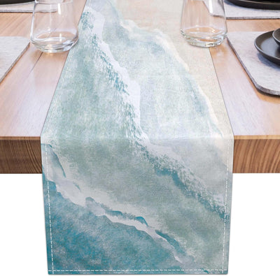 Tablerunner Linen Teal Blue 13x90" Decor Marítimo