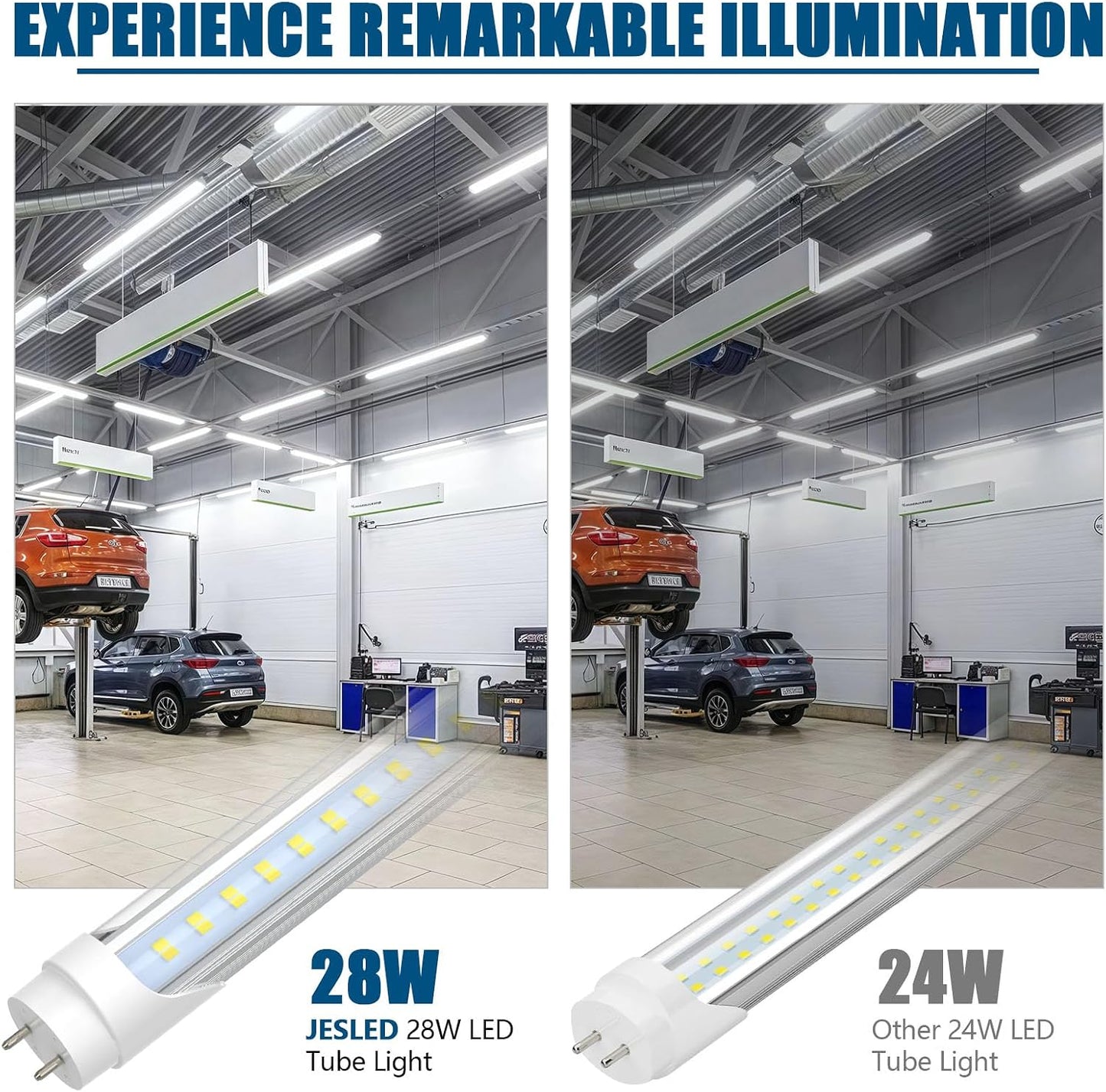 Luz T8 LED 4ft 28W 5000K alimentación simple o doble