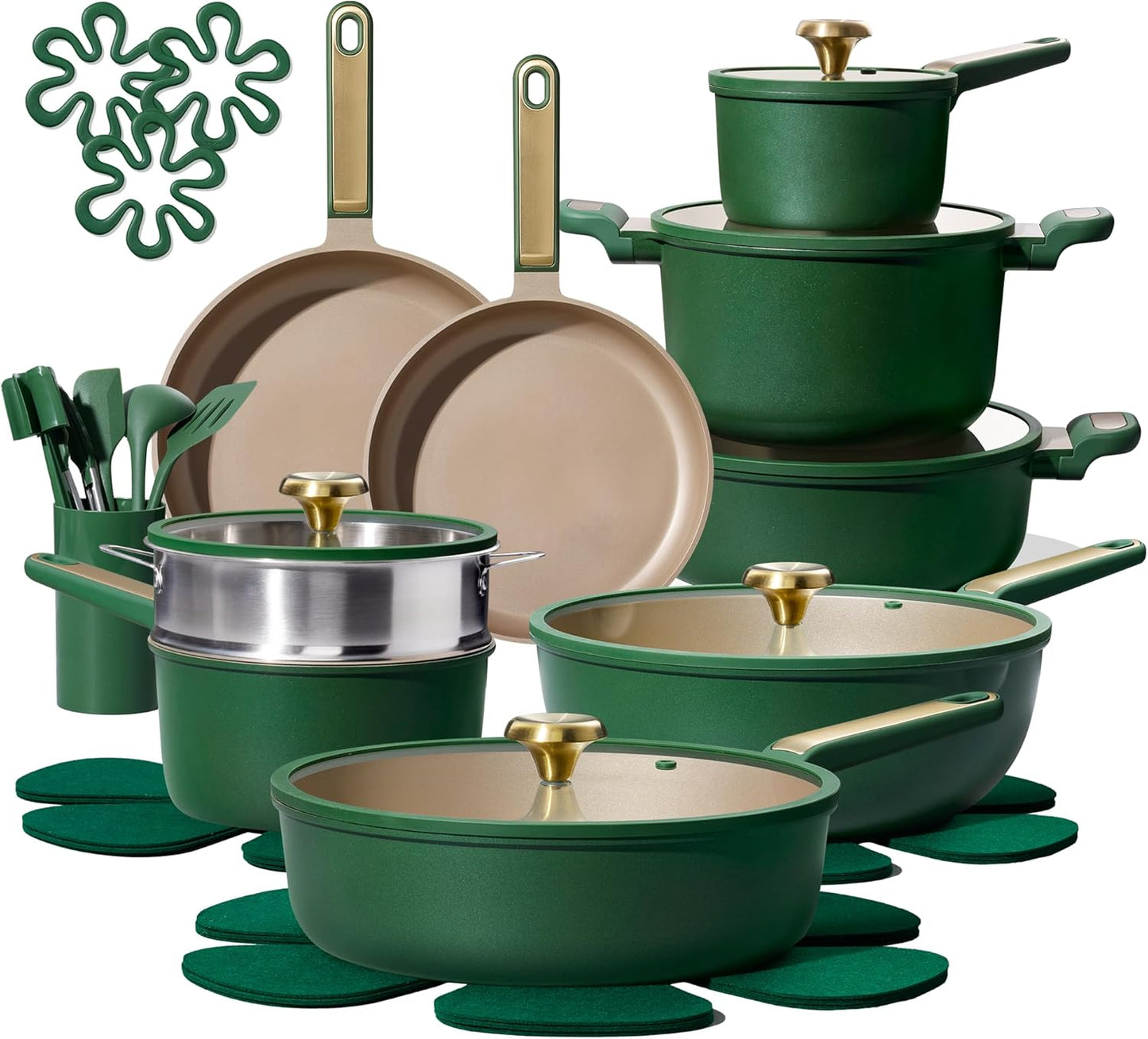 Set ollas y sartenes antiadherentes inducción 31 pzas verde