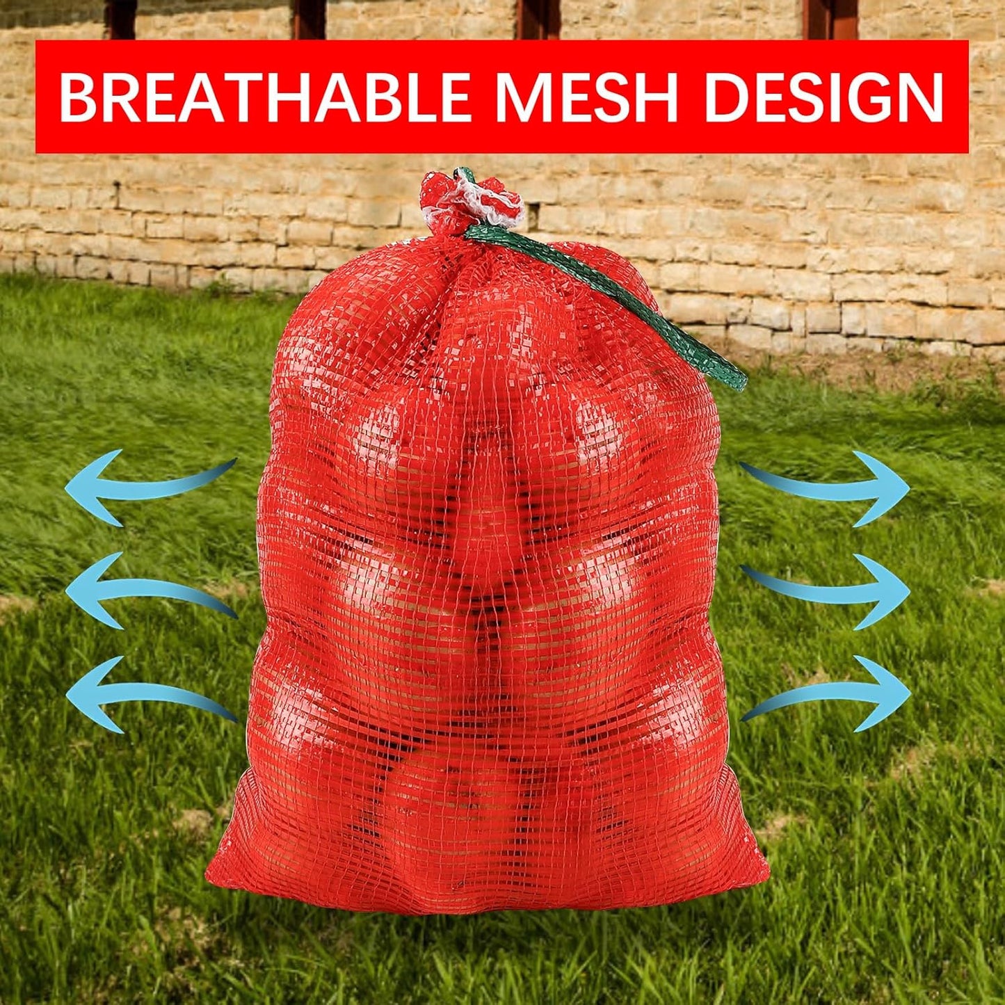 16 Pzas Bolsas Malla Roja 20x14pulg con Cordón