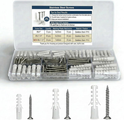 Kit anclajes acero inox y PVC para yeso 262 pzas