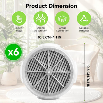 6 Filtros HEPA con Carbón para Purificador Frida Baby GL2103 SY900S