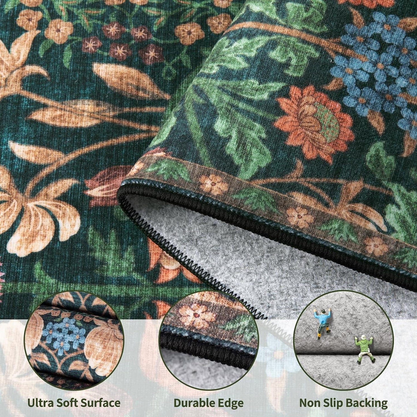 Alfombra entrada 2x4pulg antideslizante suave bohemio