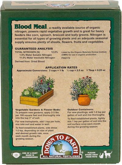 Harina sangre orgánica 12-0-0 0.5lb alimento vegetal