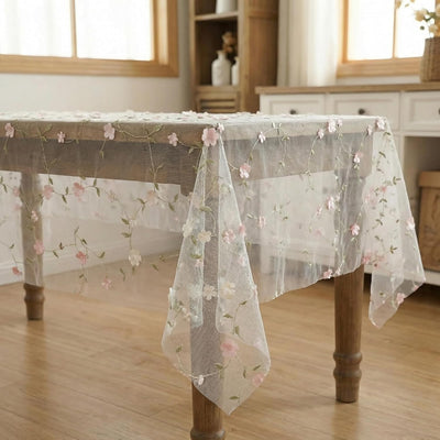 Mantel gasa blanca 60x84pulg color rosa claro tul primavera boda