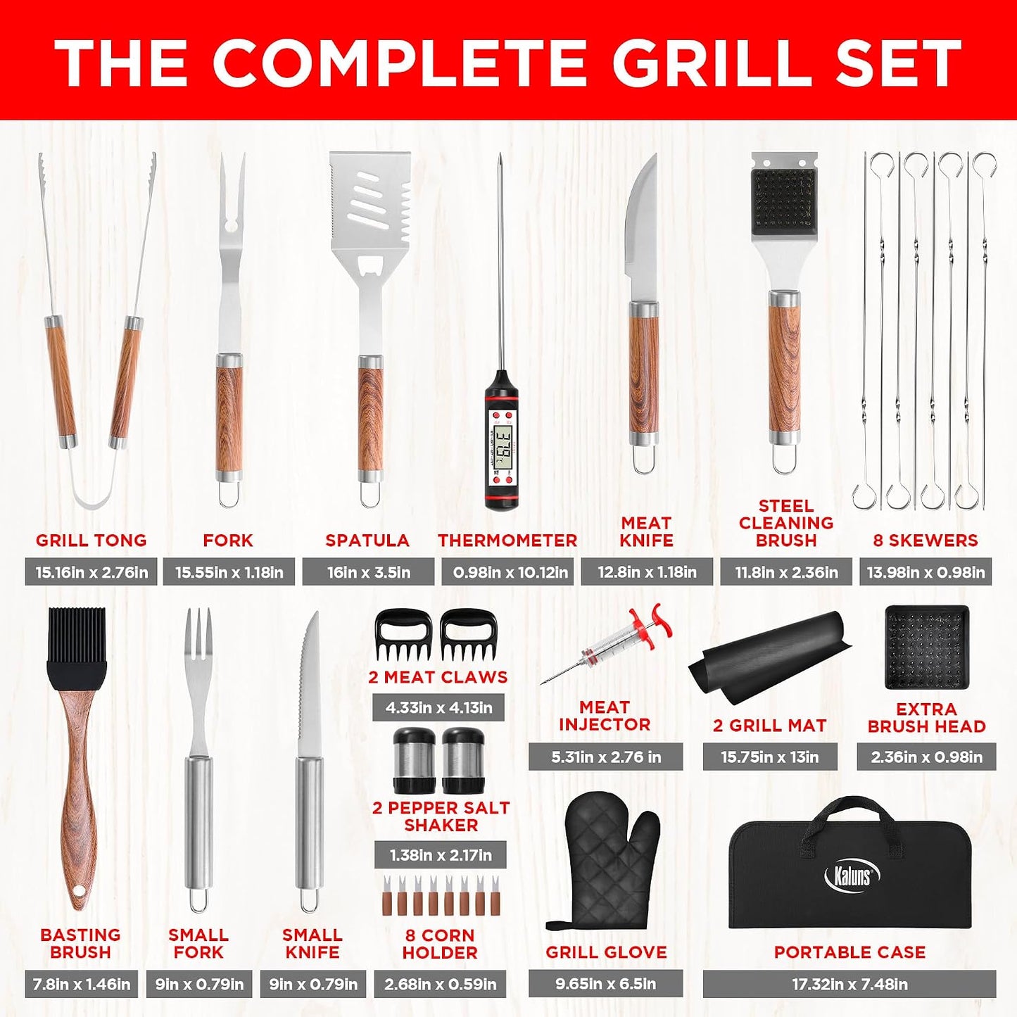 Set 35 Pzas Herramientas Parrilla Acero Inox