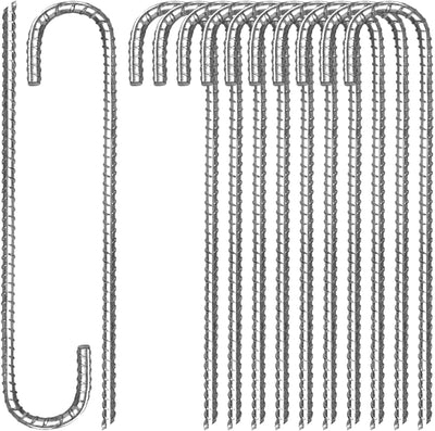 12 Estacas Acero Inox 12pulg Gancho J para Tienda