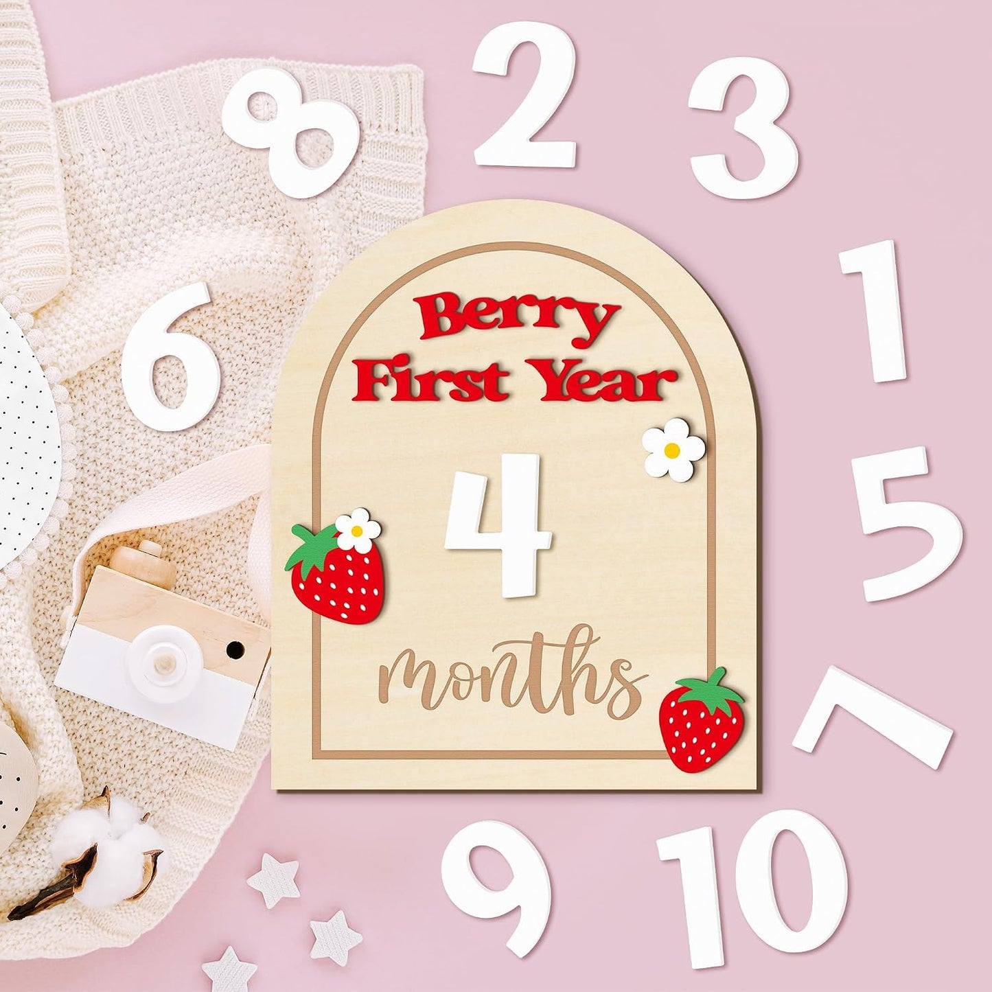 14 Discos Hitos Mensuales Madera 3D Bebé Regalo Niños Niñas